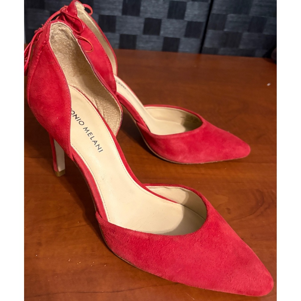 Antonio Melani Red Suede d'Orsay Tassel Back Pumps Stiletto Heels CJ016 Mens 9M